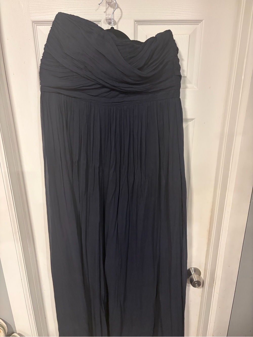 J. Crew Navy Strapless Pleated Maxi Skirt